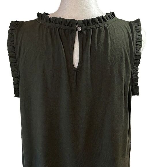 Loft Women's Ruffle Tank Blouse Sleeveless‎ Top Casual Summer Olive Green Petite - Picture 4 of 8